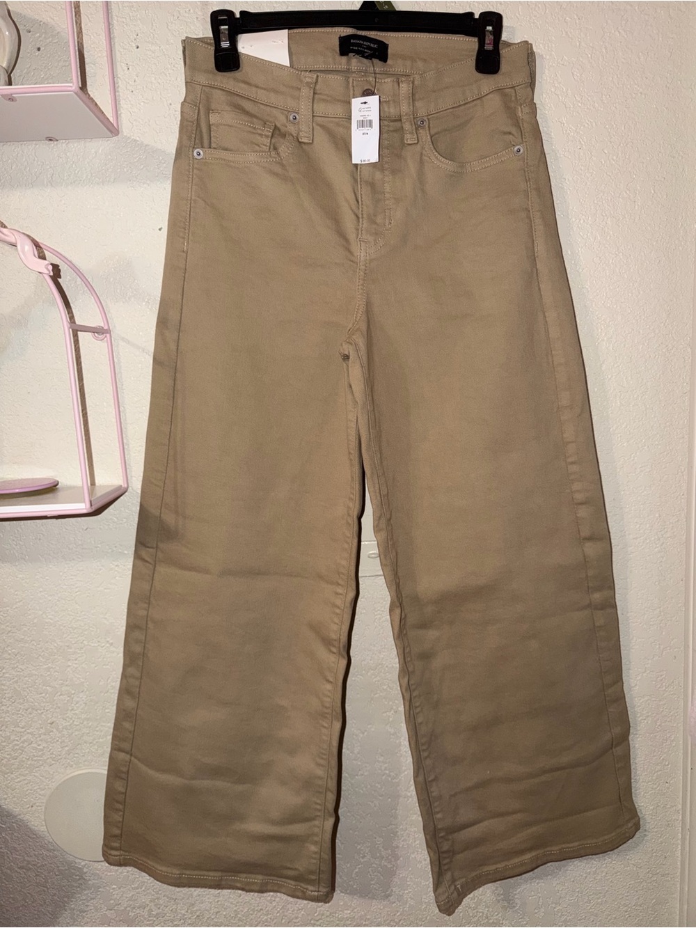 Banana Republic Wide-Leg Tan Cotton Blend Pants - Picture 2 of 7